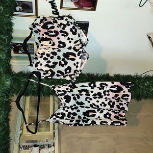 Multicolored leopard short set